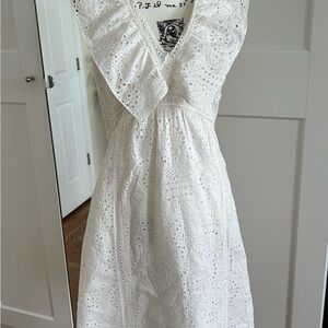 Burberry White Ruffled Dress